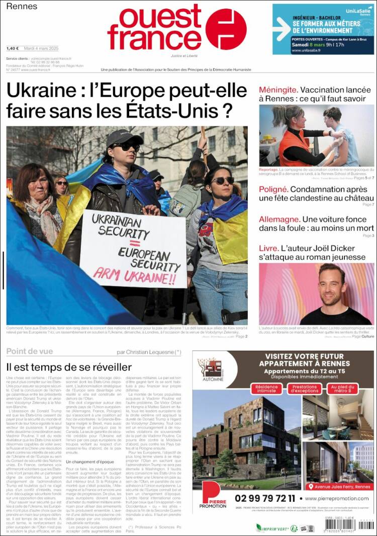 Portada de Ouest France (Francia)