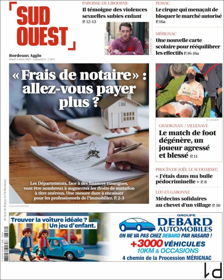 Portada de Sud Ouest (Francia)