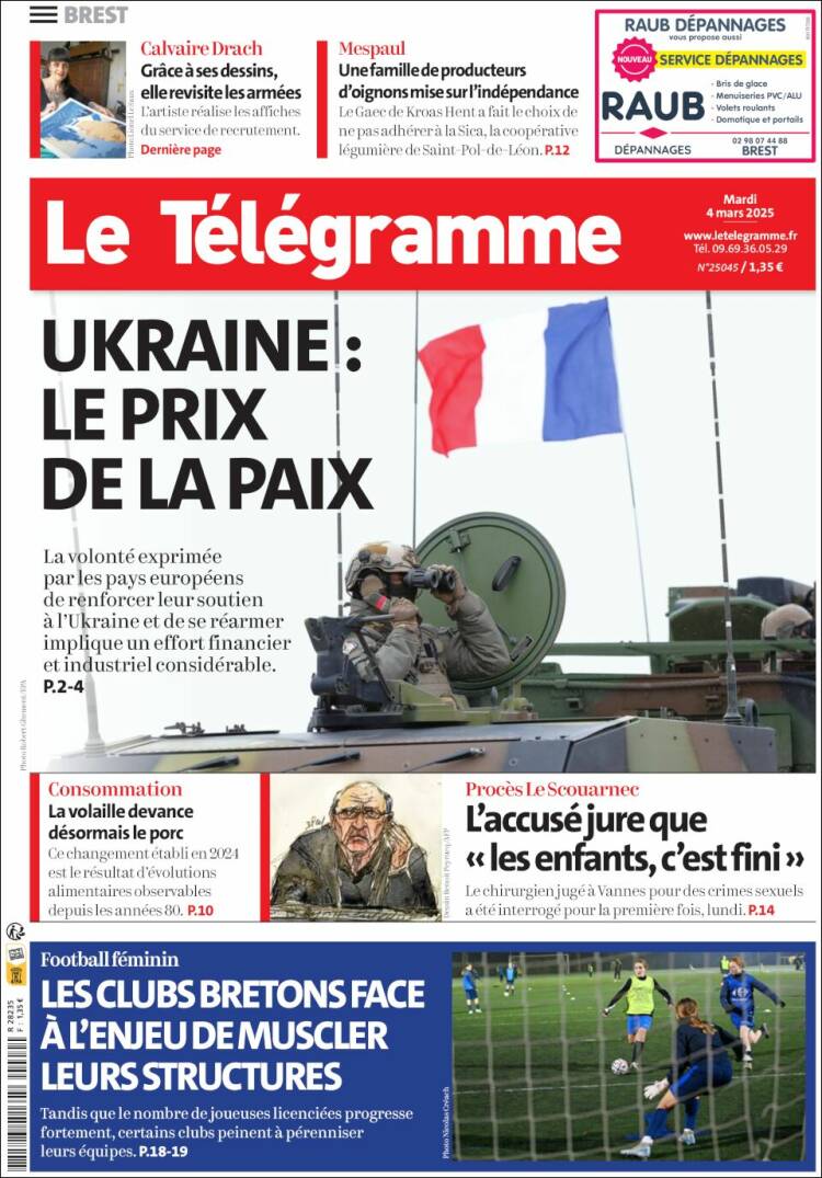 Portada de Télégramme (Francia)