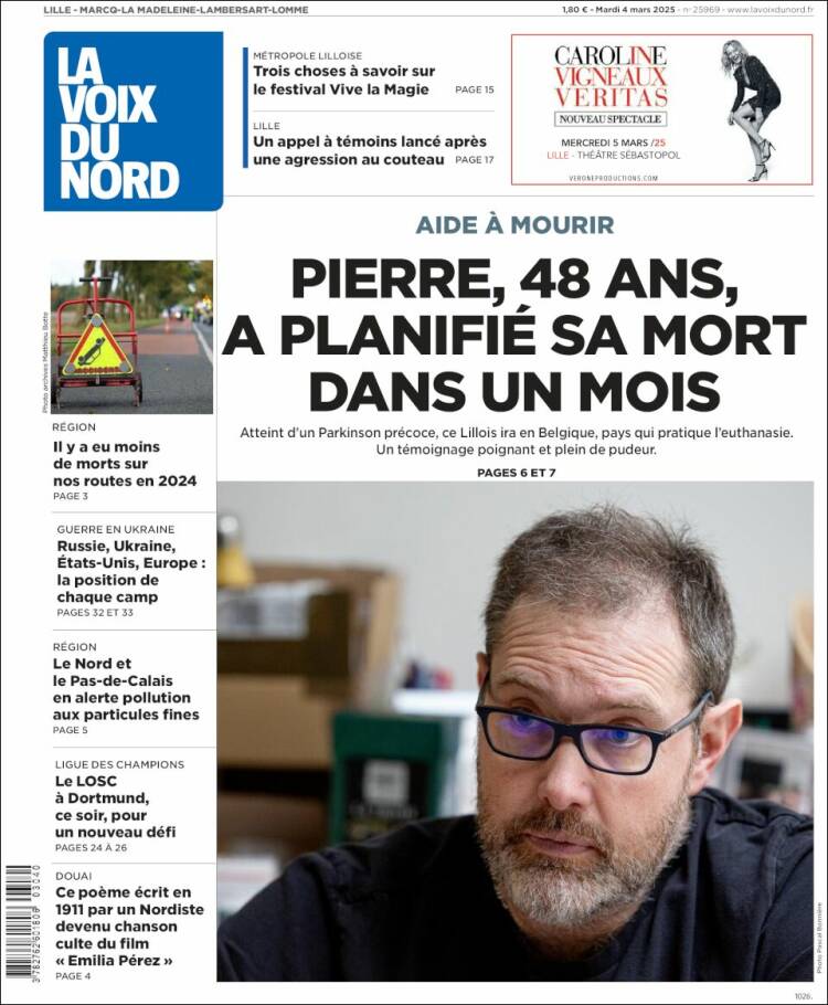 Portada de La Voix du Nord (Francia)