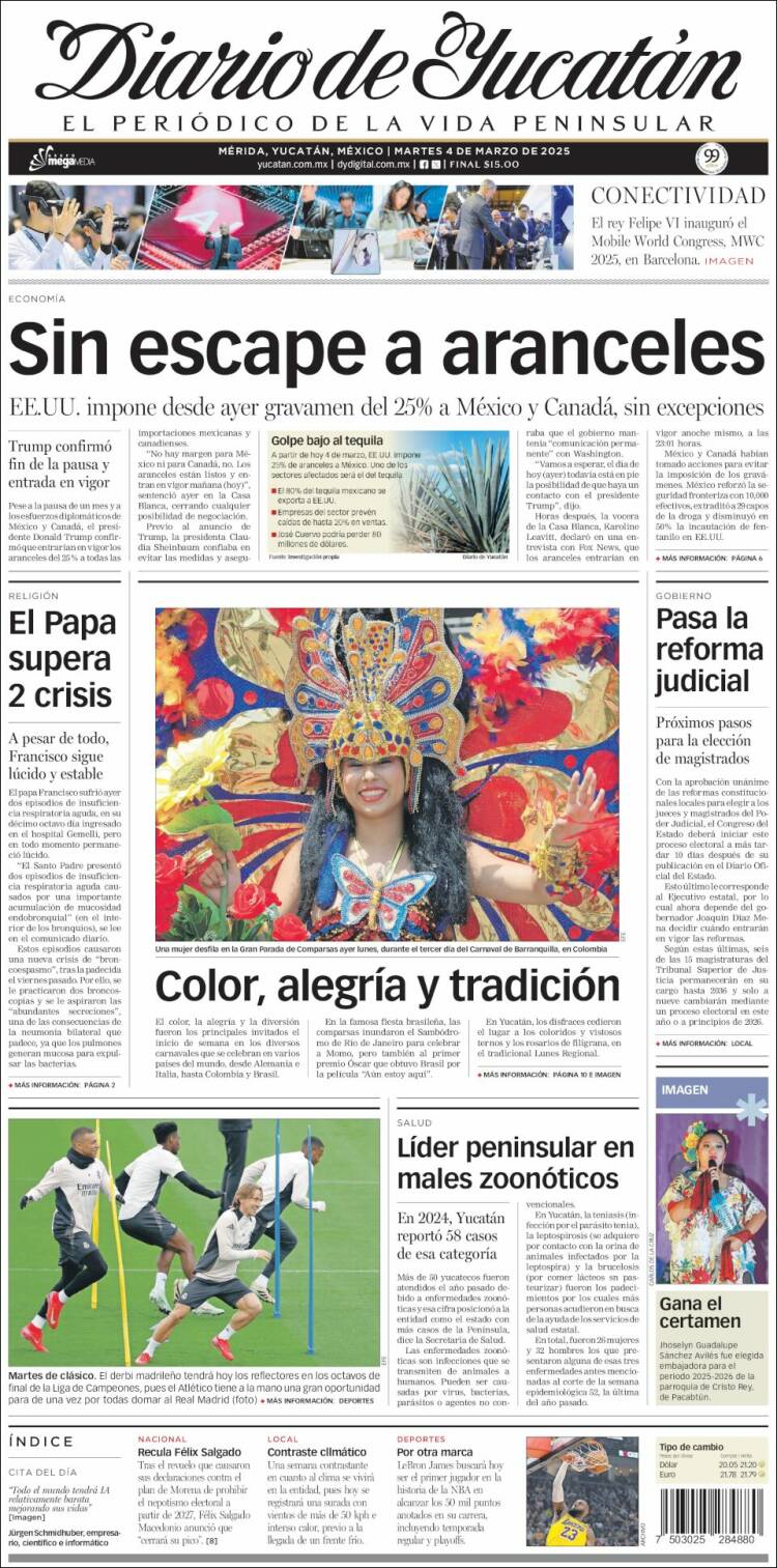 Portada de Diario de Yucatán (M&eacute;xico)