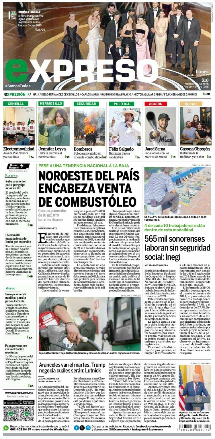 Portada de Expreso (M&eacute;xico)