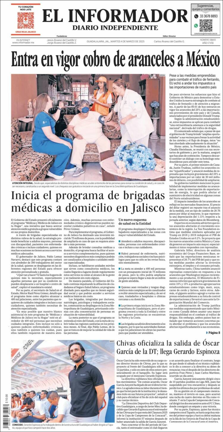 Portada de El Informador (M&eacute;xico)