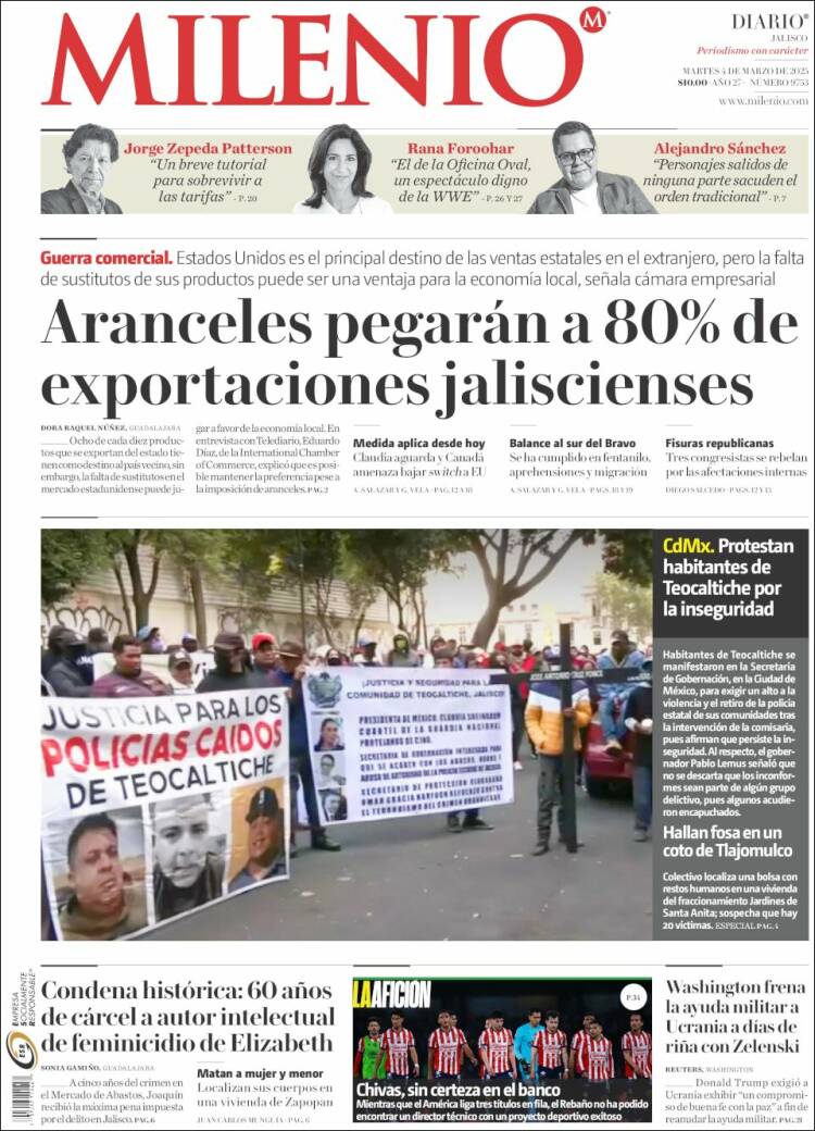 Portada de Milenio - Jalisco (M&eacute;xico)
