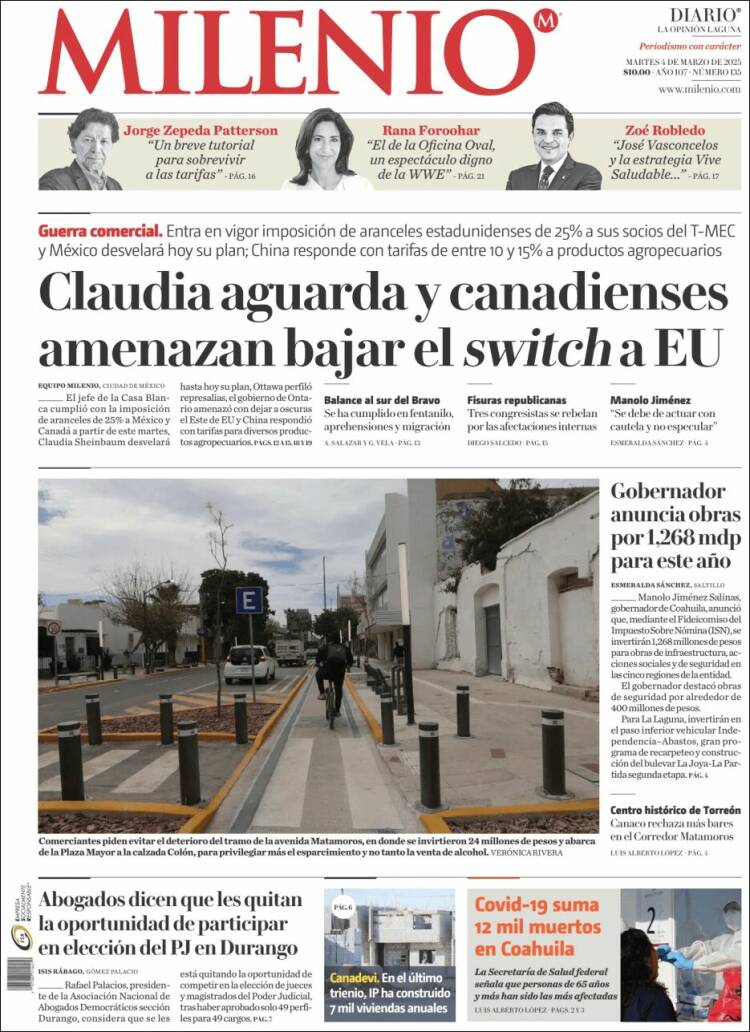 Portada de Milenio - Laguna (M&eacute;xico)