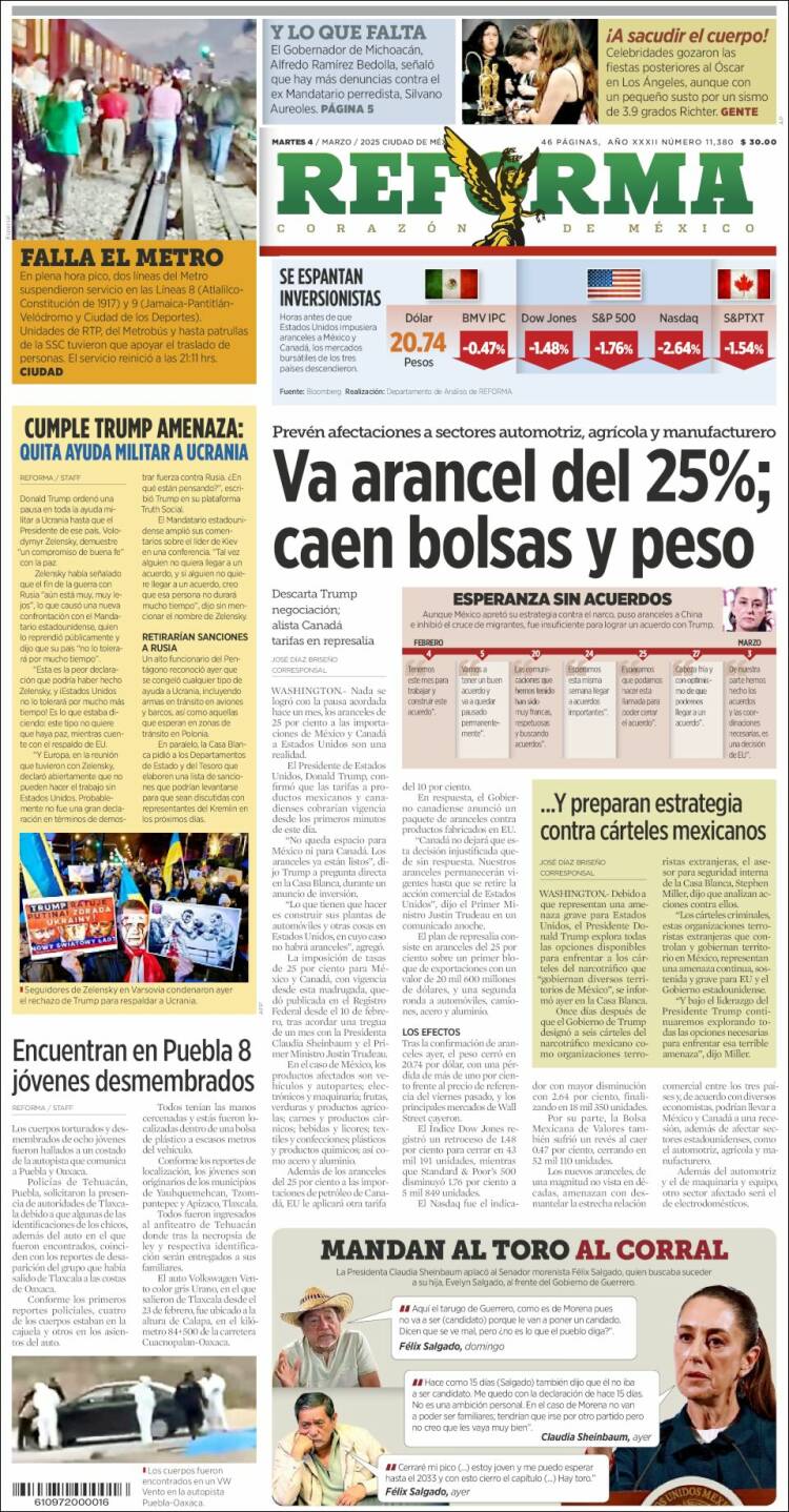 Portada de Reforma (M&eacute;xico)