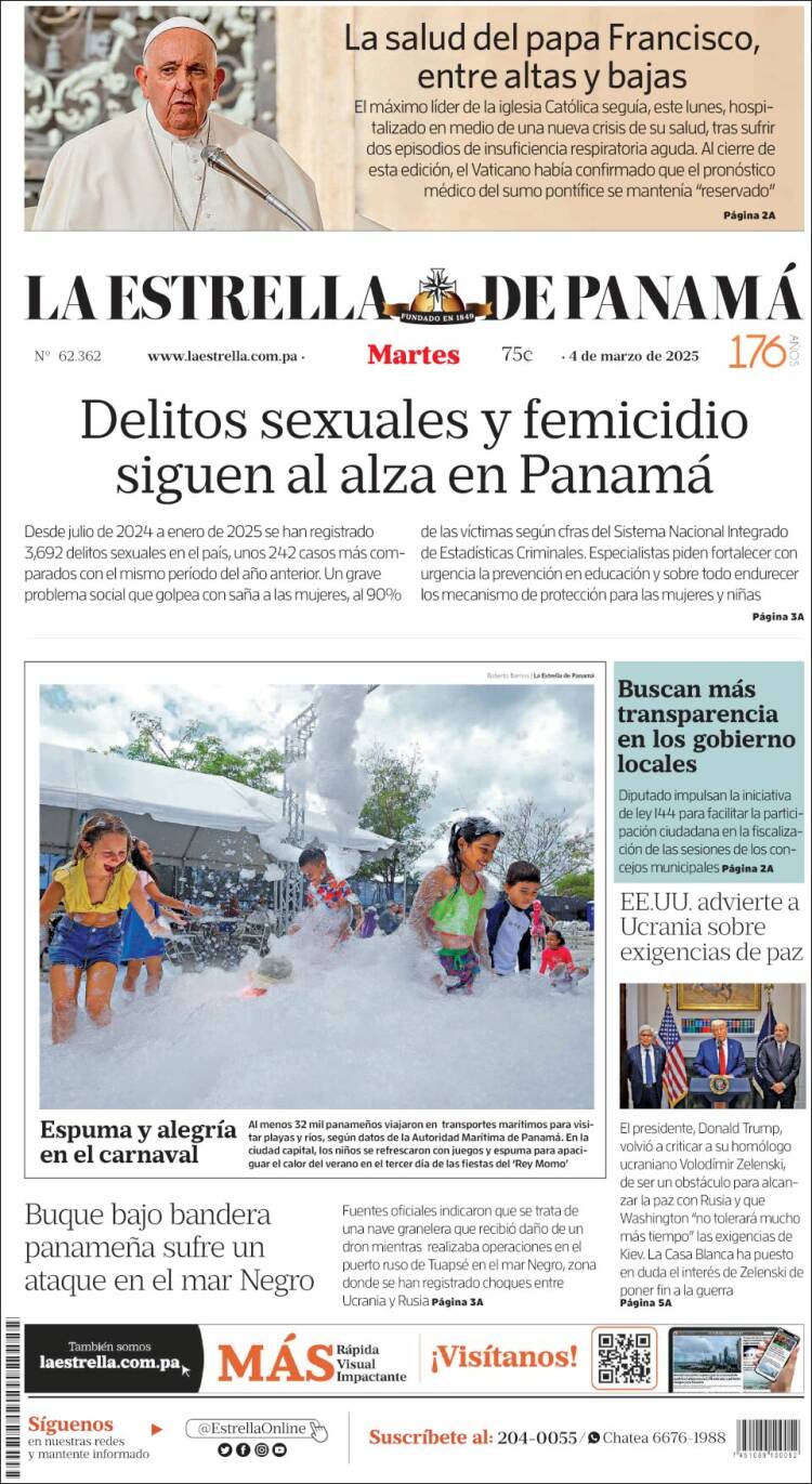 Portada de La Estrella de Panamá (Panam&aacute;)