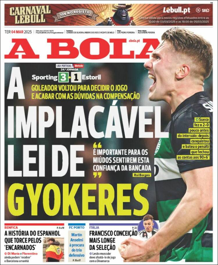 Portada de A Bola (Portugal)