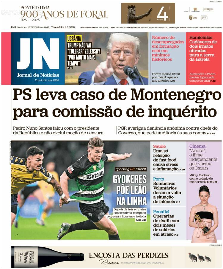 Portada de Jornal de Notícias (Portugal)