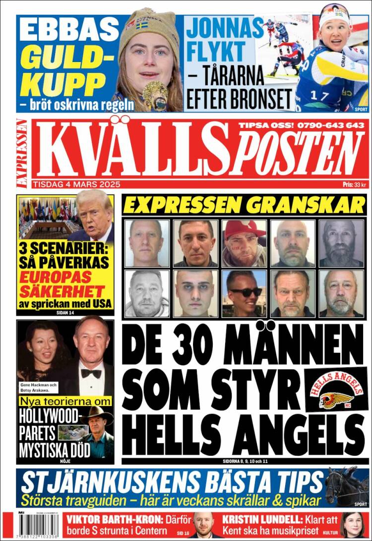 Portada de Kvällsposten (Suecia)