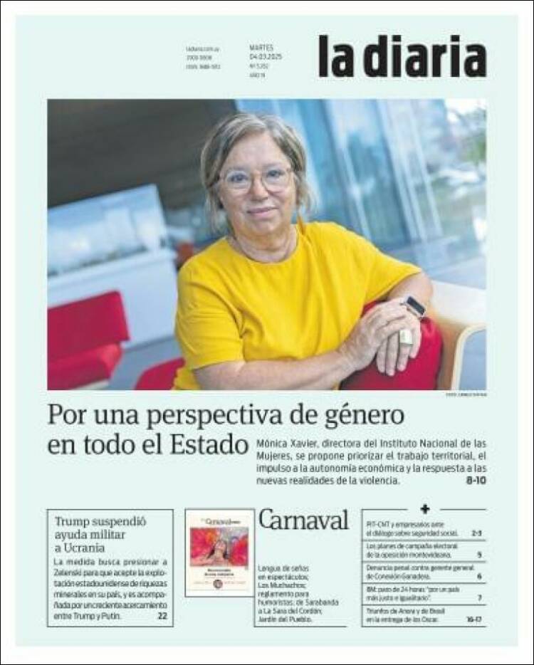 Portada de La Diaria (Uruguay)