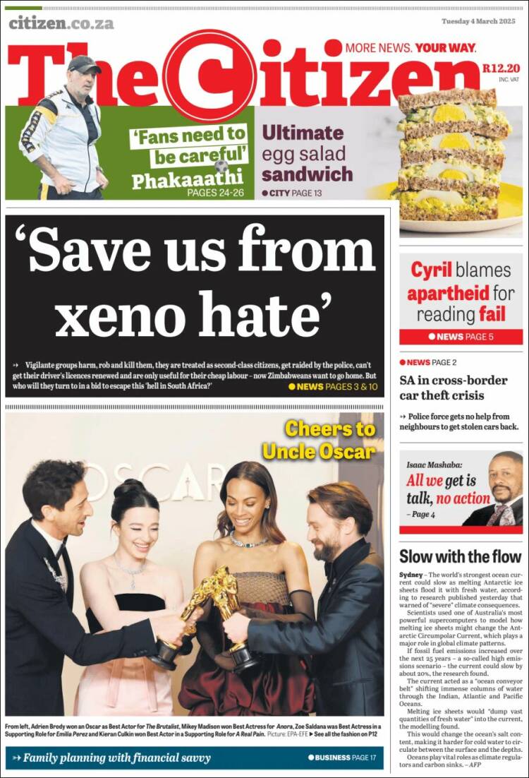 Portada de The Citizen (Sud&aacute;frica)