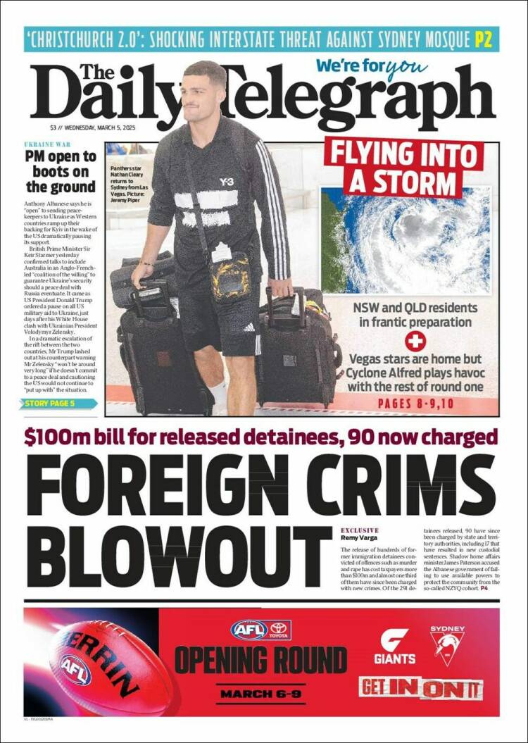 Portada de The Daily Telegraph (Australia)