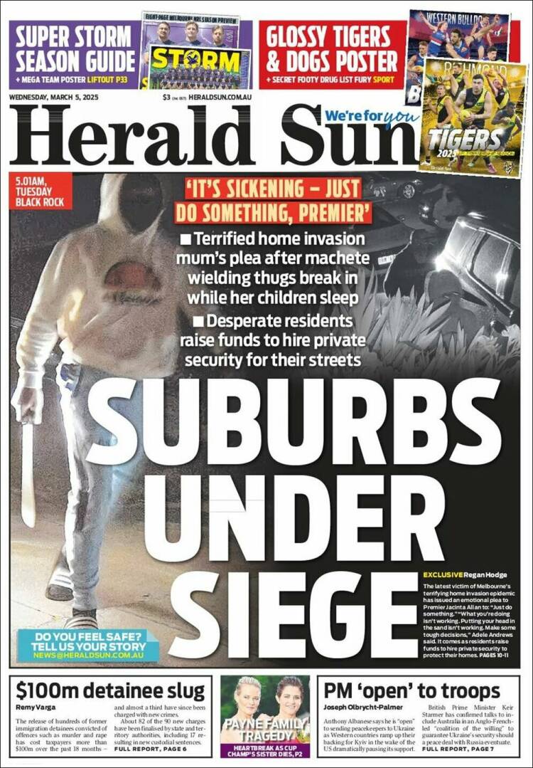 Portada de Herald Sun (Australia)