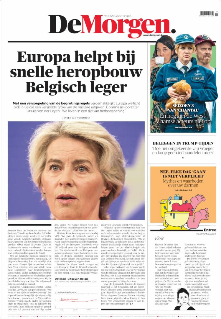 Portada de De Morgen (B&eacute;lgica)