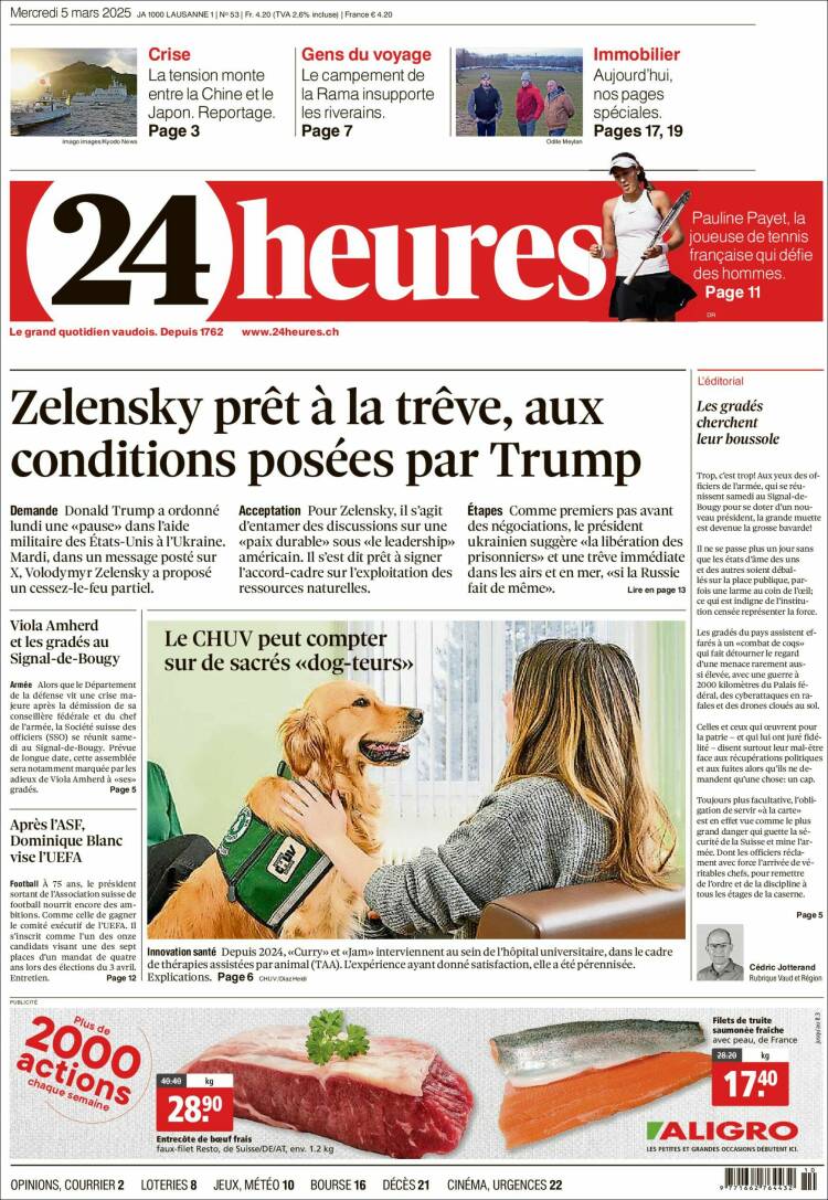 Portada de 24 Heures (Suiza)
