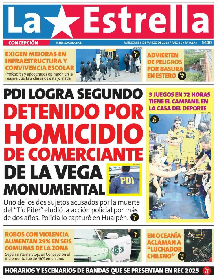 Portada de La Estrella de Concepción (Chile)