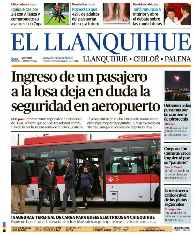 Portada de El Llanquihue (Chile)
