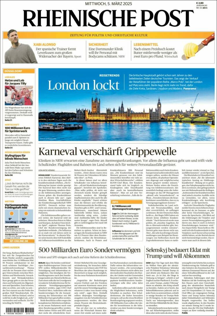 Portada de Rheinische Post (Alemania)