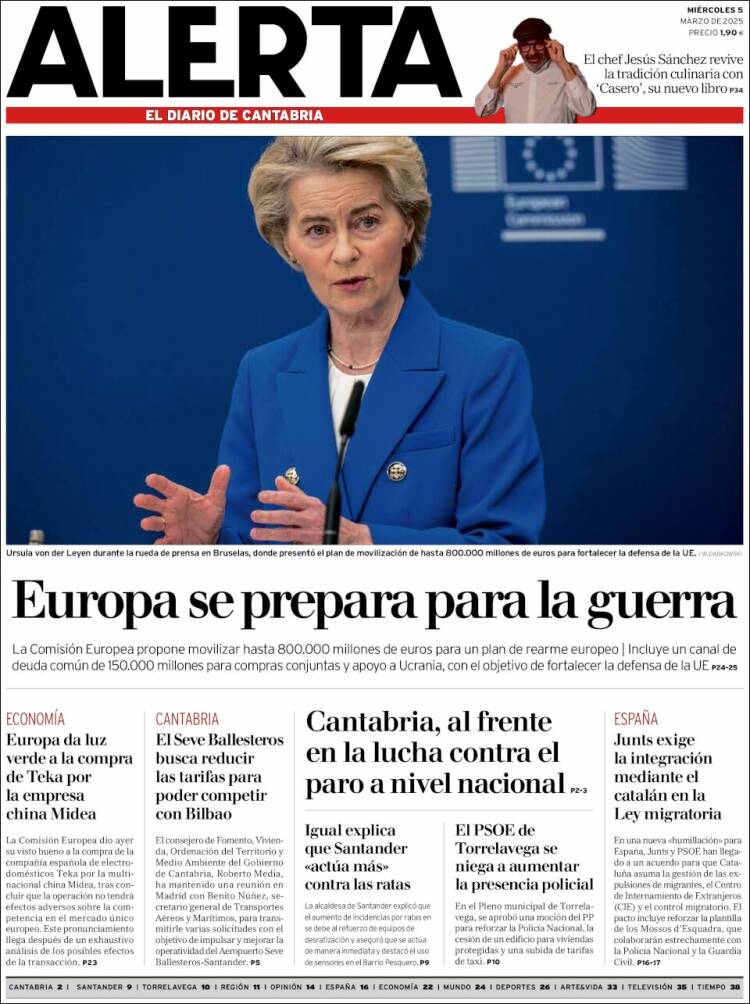 Portada de Alerta - El Diario de Cantabria (España)