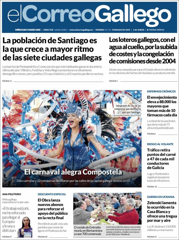 Portada de El Correo Gallego (España)