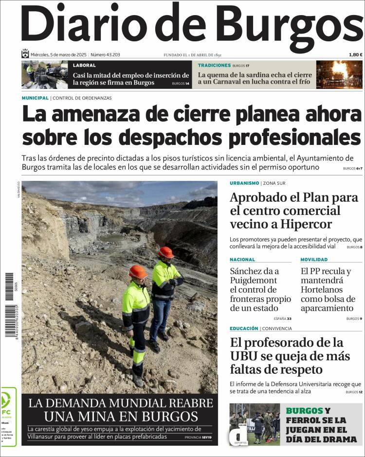 Portada de Diario de Burgos (España)