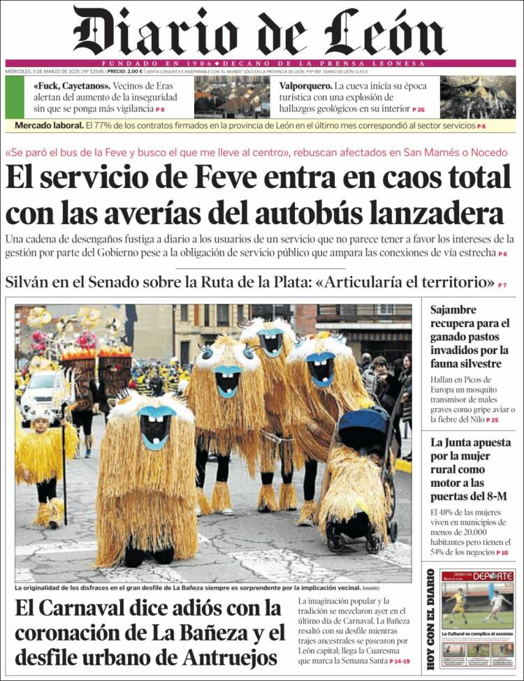 Portada de Diario de León (España)