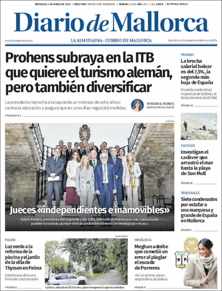 Portada de Diario de Mallorca (España)