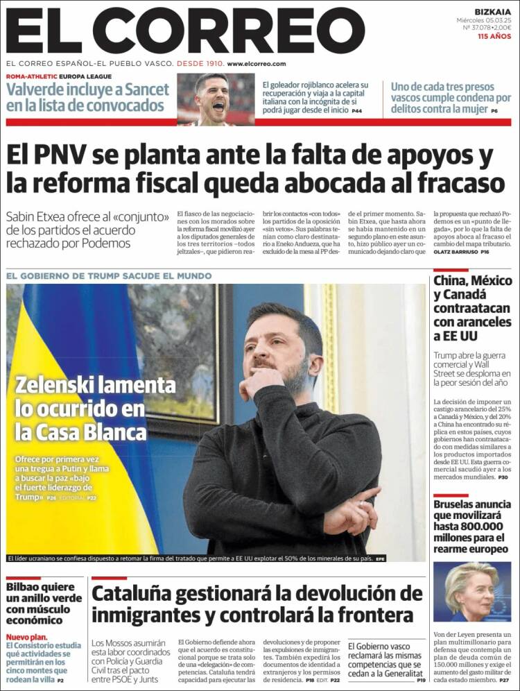 Portada de El Correo (España)