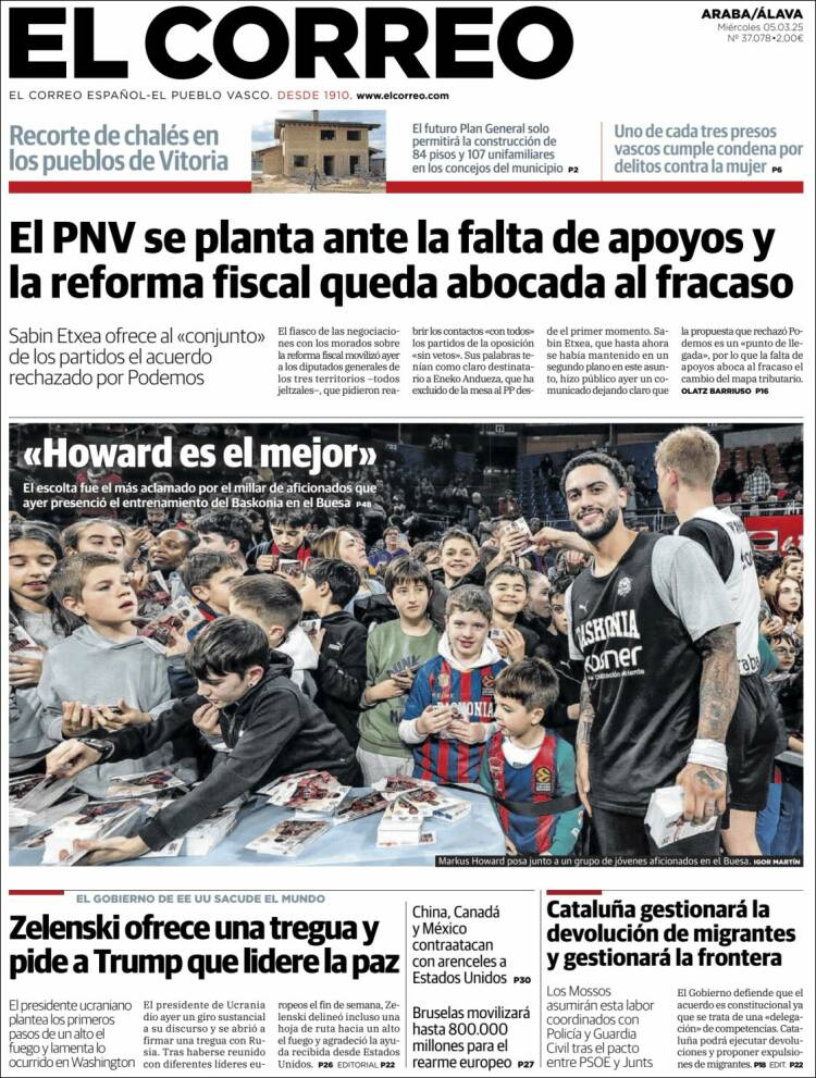 Portada de El Correo - Álava (España)