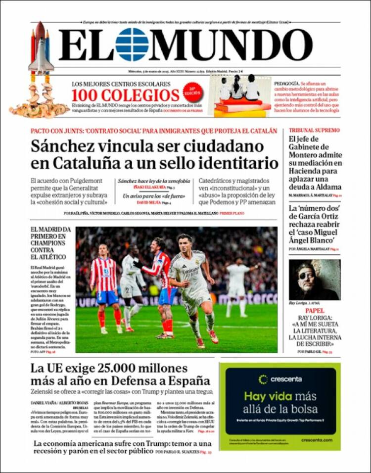 Portada de El Mundo (España)