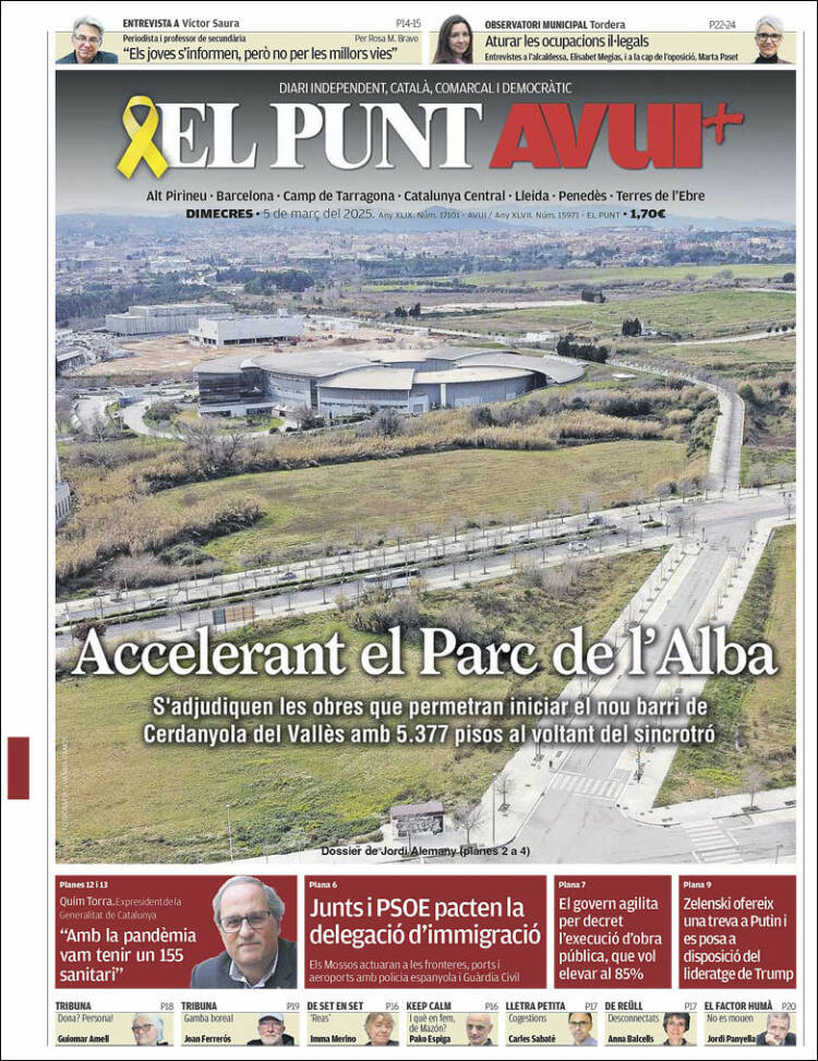 Portada de El Punt Avui (España)