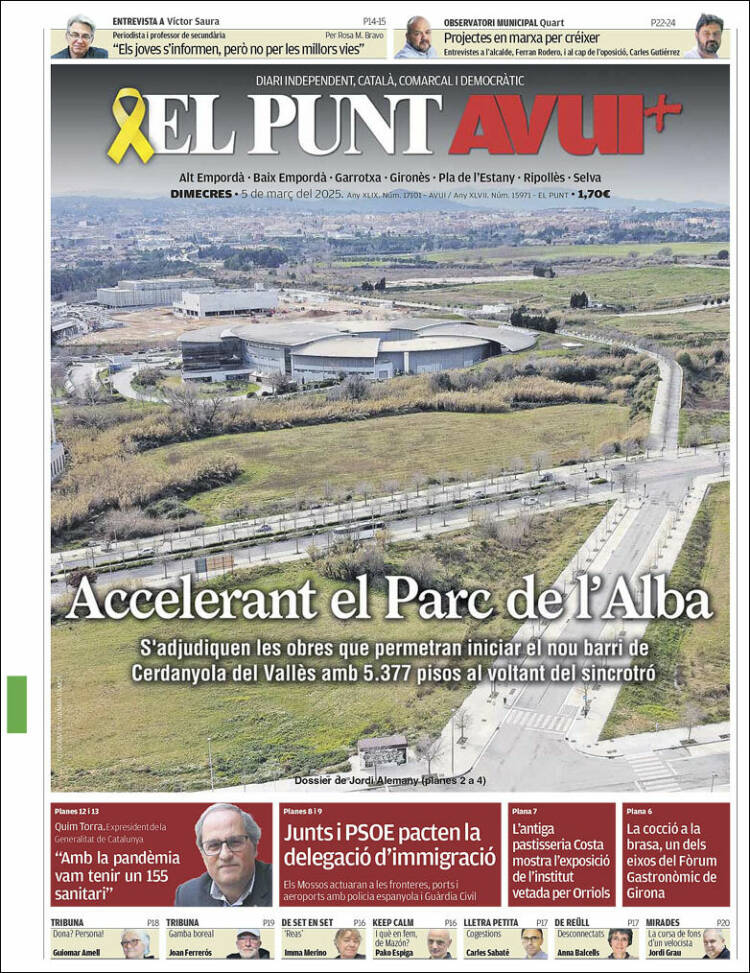 Portada de El Punt Avui - Girona (España)