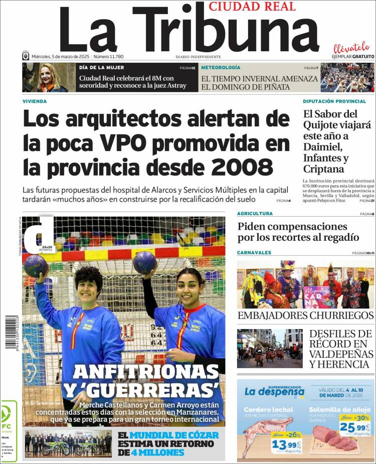 Portada de La Tribuna de Ciudad Real (España)