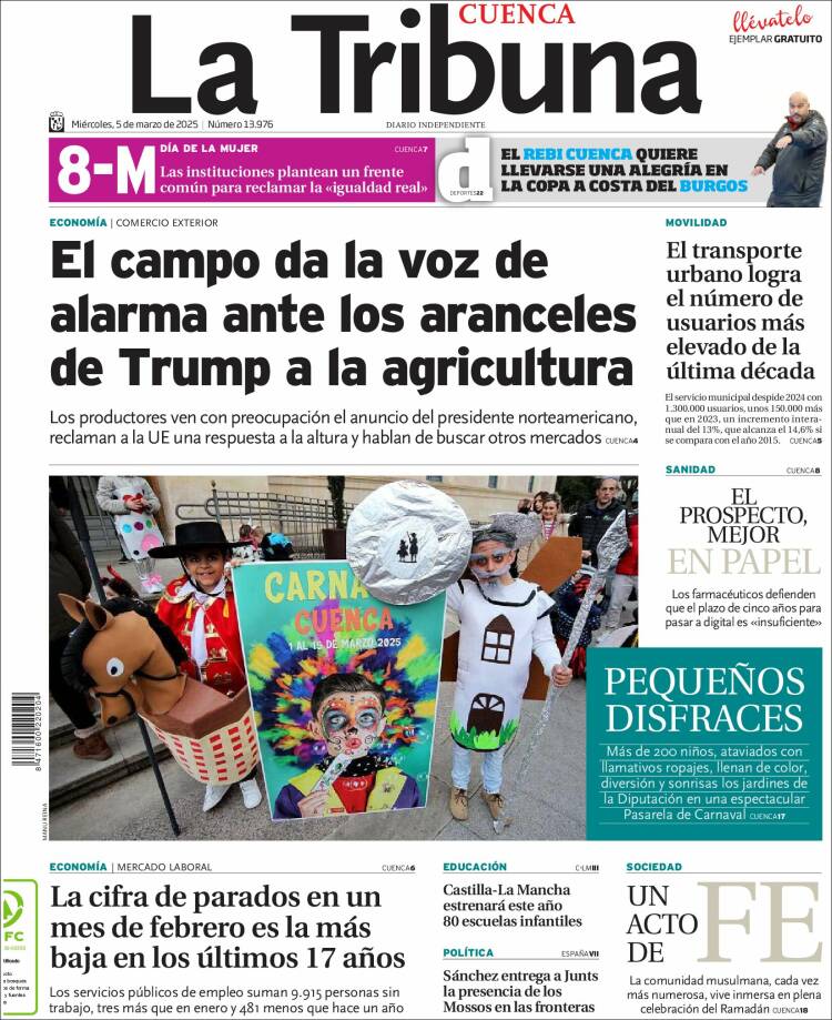 Portada de La Tribuna de Cuenca (España)