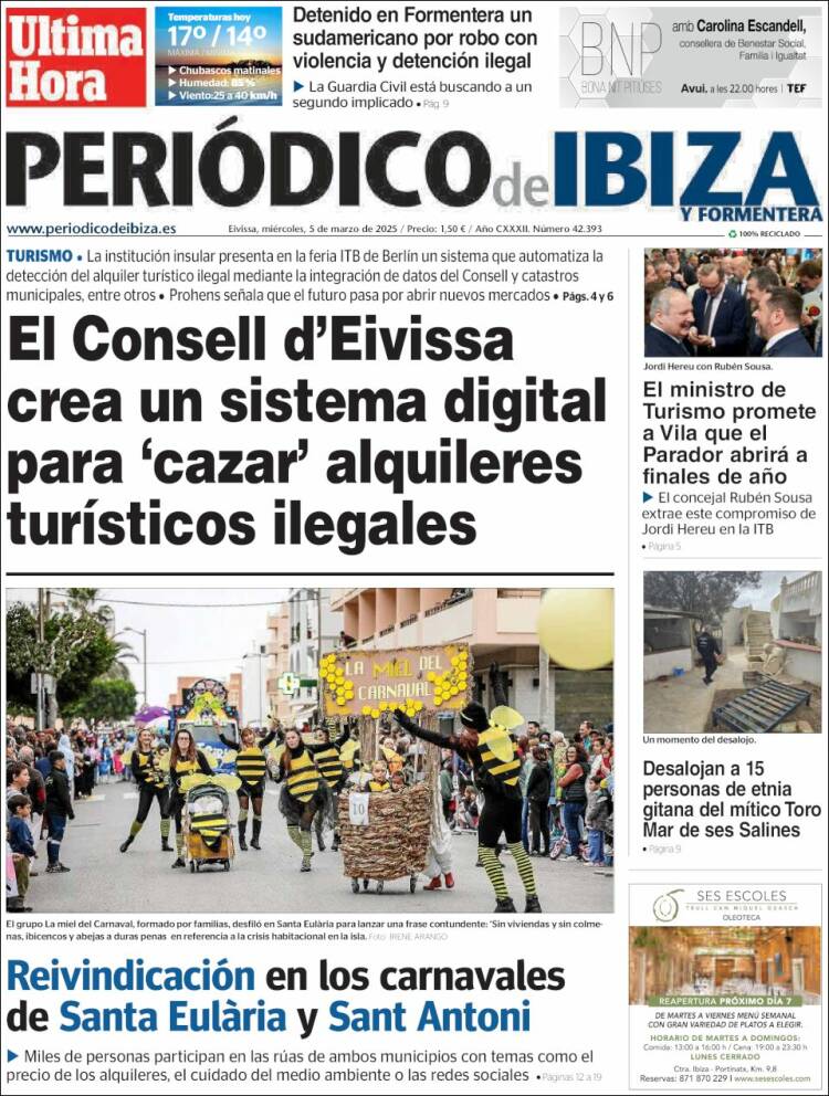 Portada de Periódico de Ibiza (España)