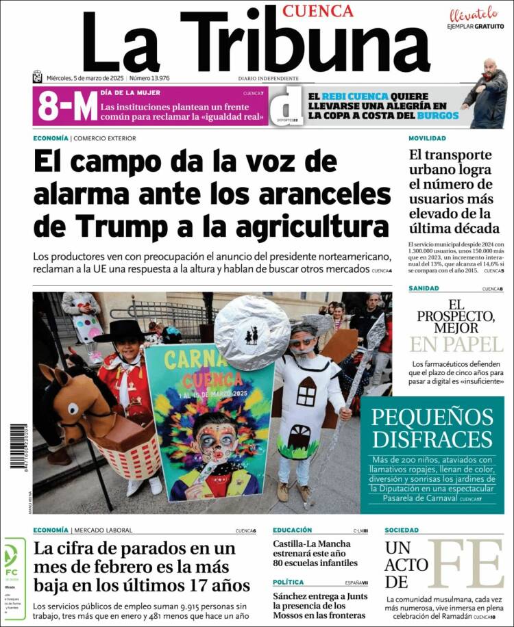 Portada de La Tribuna de Cuenca (España)