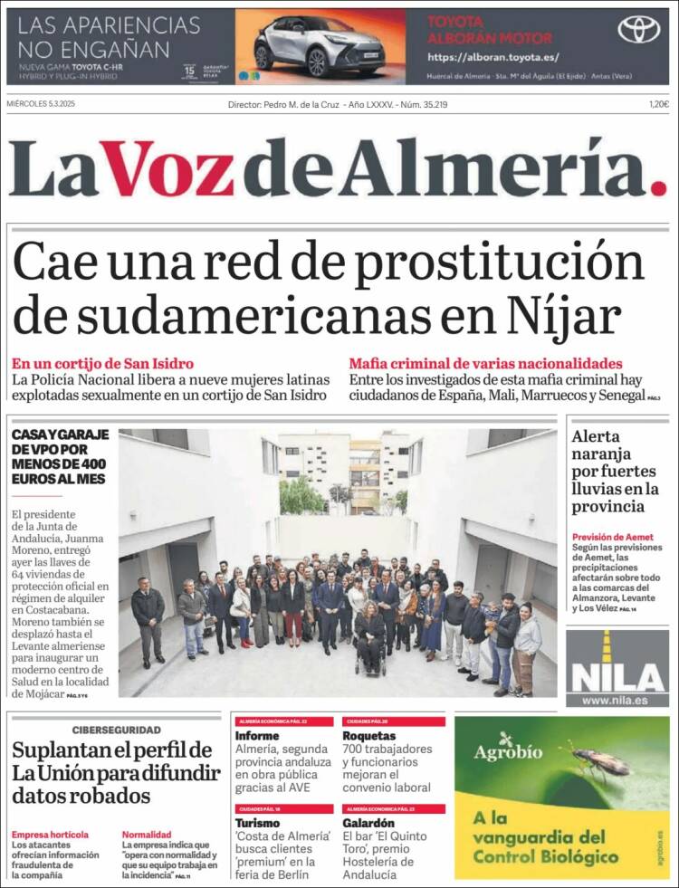 Portada de La Voz de Almería (España)