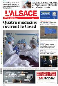 Portada de Journal L'Alsace (Francia)