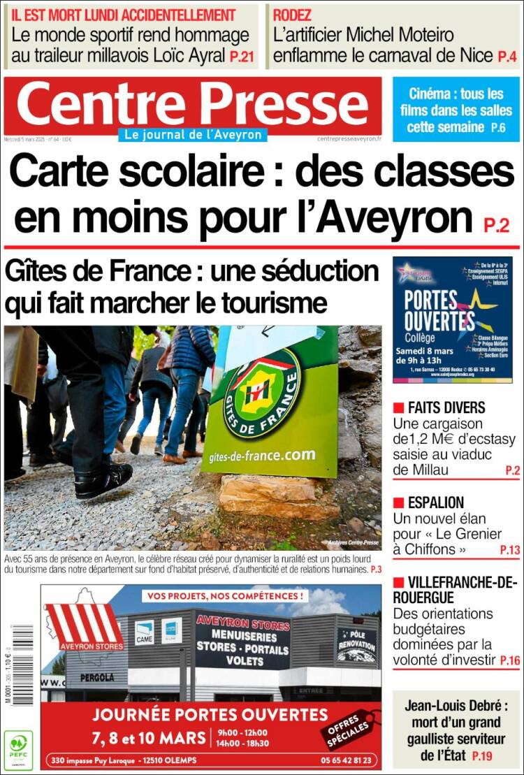 Portada de Centre Presse (Francia)