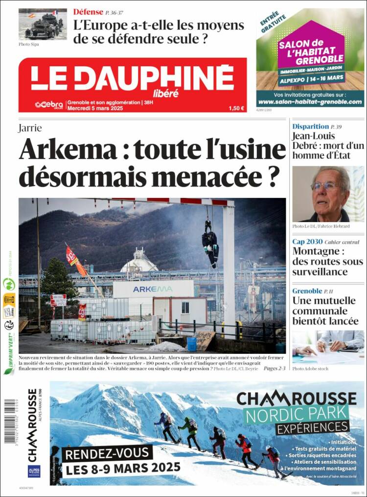 Portada de Le Dauphiné Libéré (Francia)