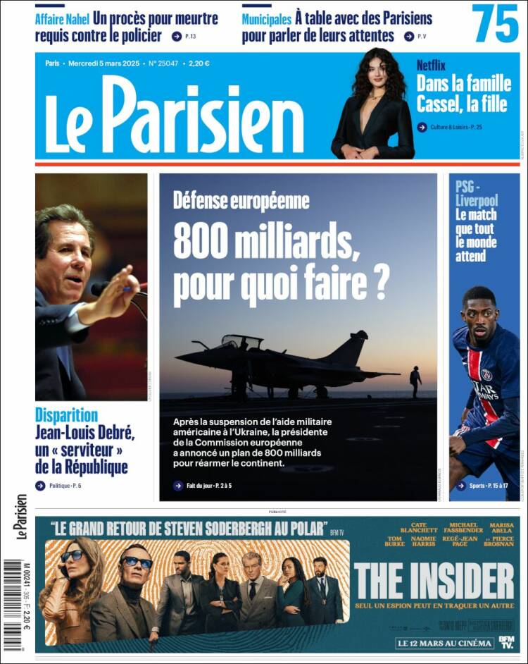 Portada de Le Parisien (Francia)