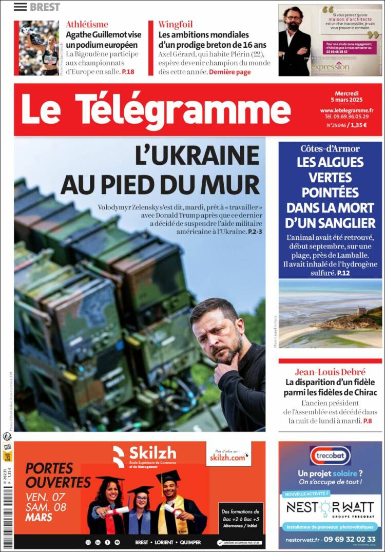 Portada de Télégramme (Francia)