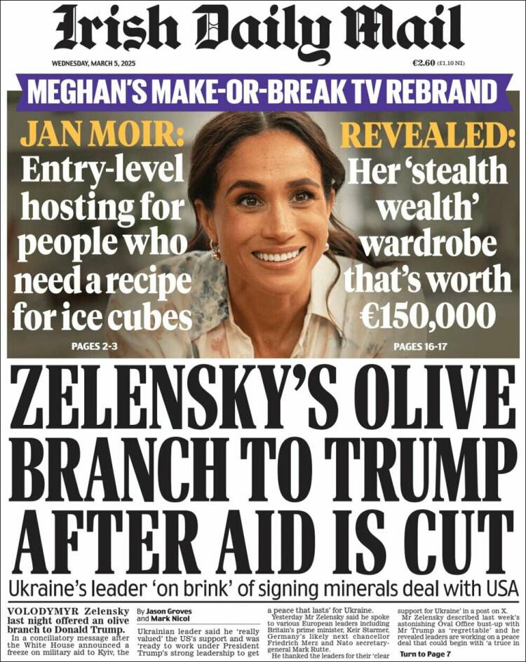 Portada de Irish Daily Mail (Irlanda)