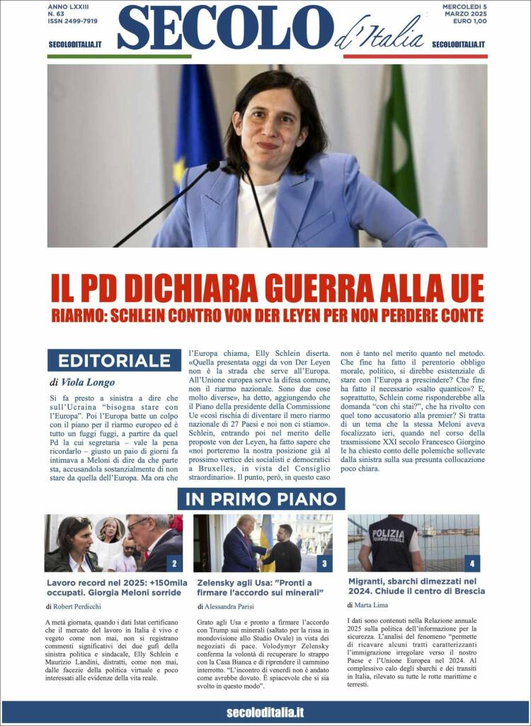 Portada de Secolo d'Italia (Italia)