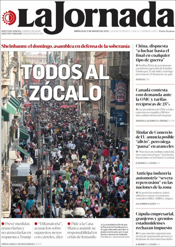 Portada de La Jornada (México)