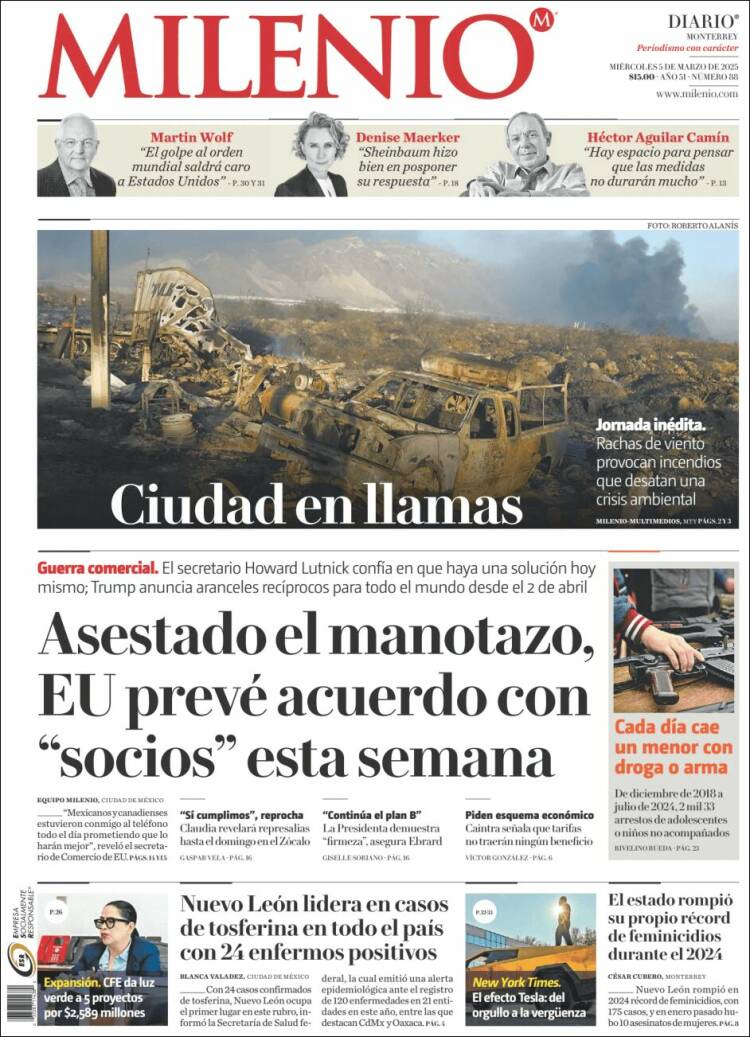 Portada de Milenio de Monterrey (México)