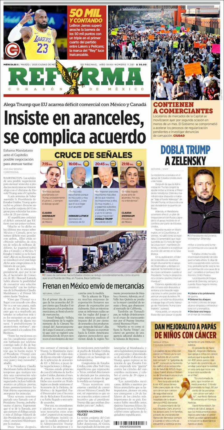 Portada de Reforma (México)