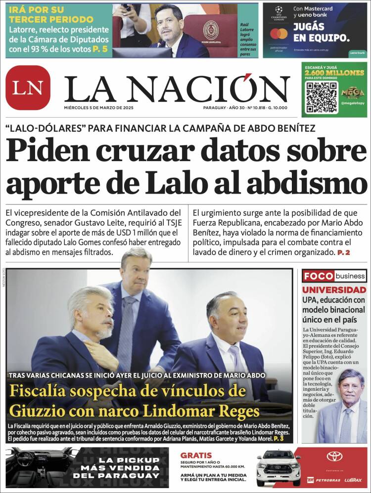 Portada de La Nación (Paraguay)