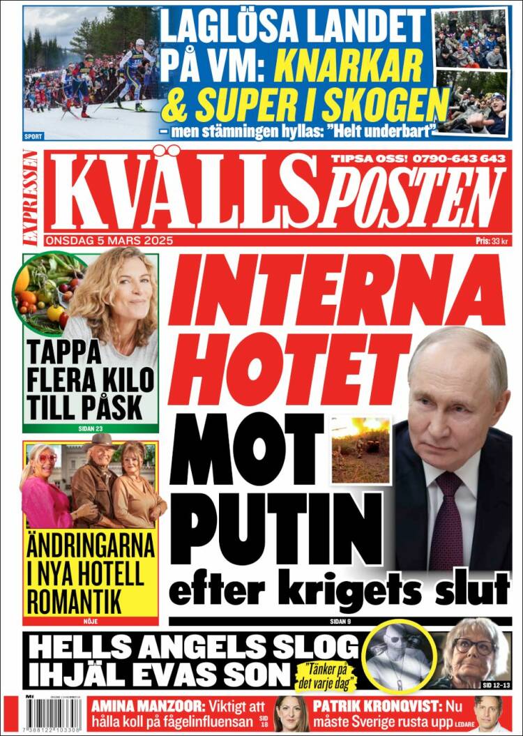 Portada de Kvällsposten (Suecia)